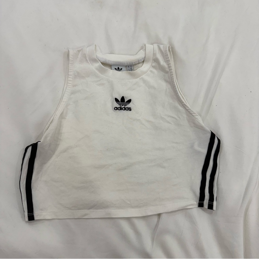Adidas White cropped Tank Top
